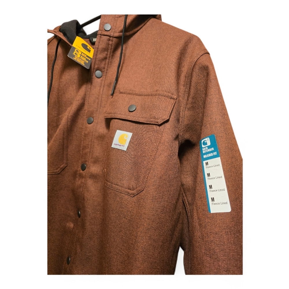 Carhartt Men's Rain Defender Relexed Fit Chestnut Shirt Jacket-fleece Lined - Picture 2 of 11